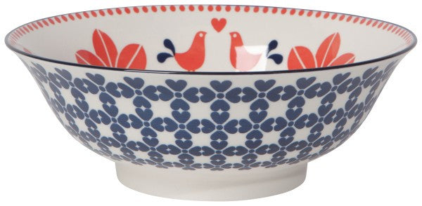 Now Designs 8" Soup Bowl Red Navy Bird