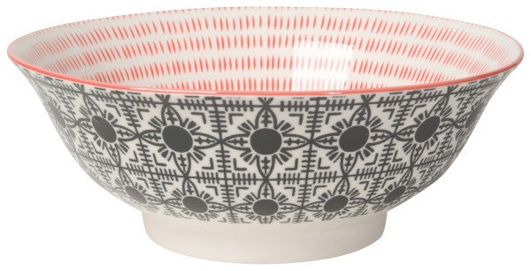 Now Designs 8" Soup Bowl Black Red Tile