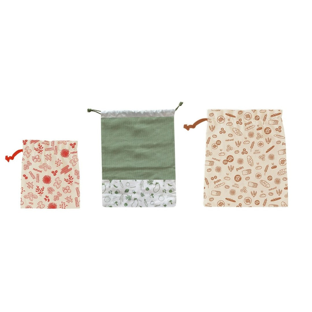 Pebbly Organic Cotton Food Sack Set Of 3