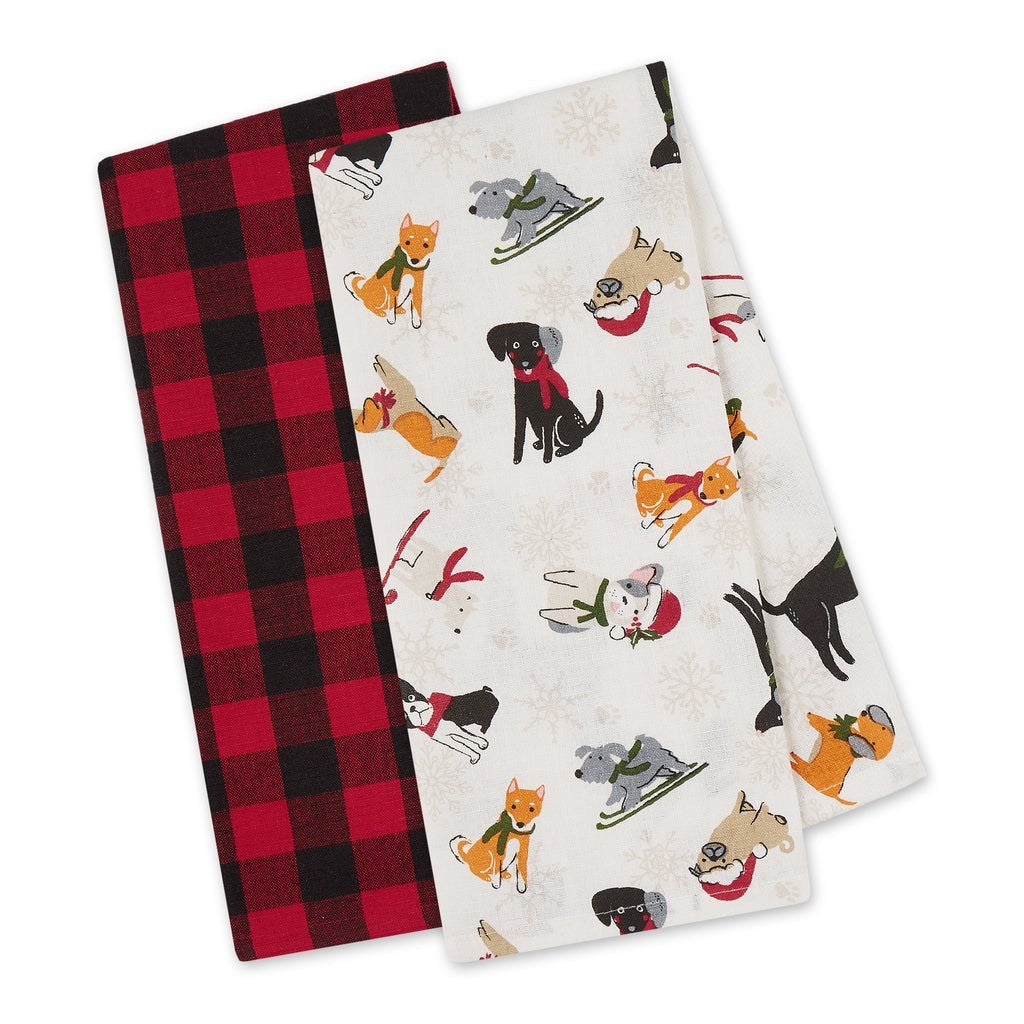 Design Imports Christmas Tea Towel Set Of 2 - Happy Howlidays Dog