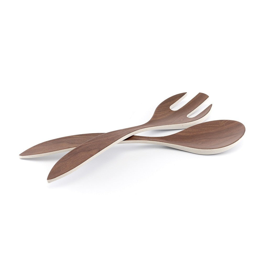 Brilliant White Bamboo Salad Servers