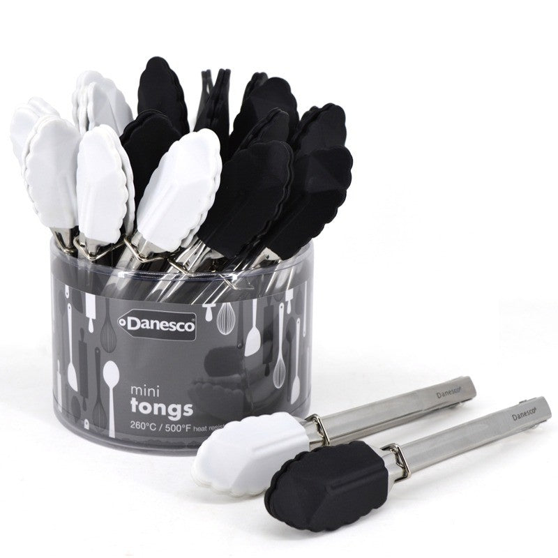 Danesco Mini Tongs, Black / White
