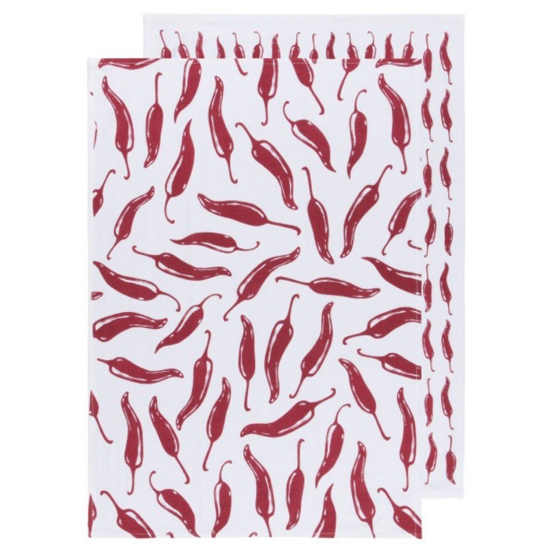 Now Designs Flour Sack Dish Towel Set Of 2, Chili Peppers
