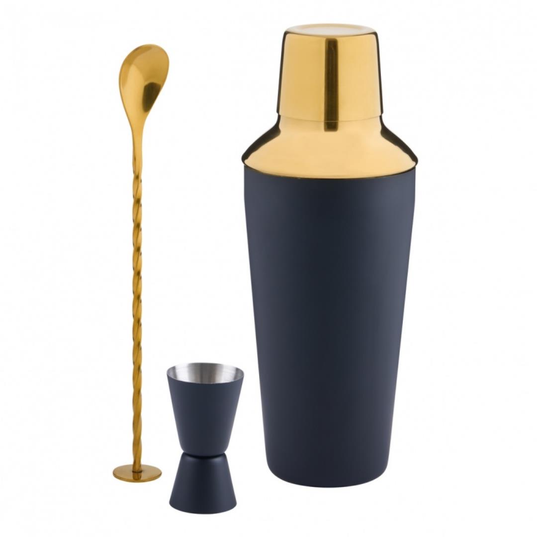 Trudeau Black & Gold Cocktail Shaker Set