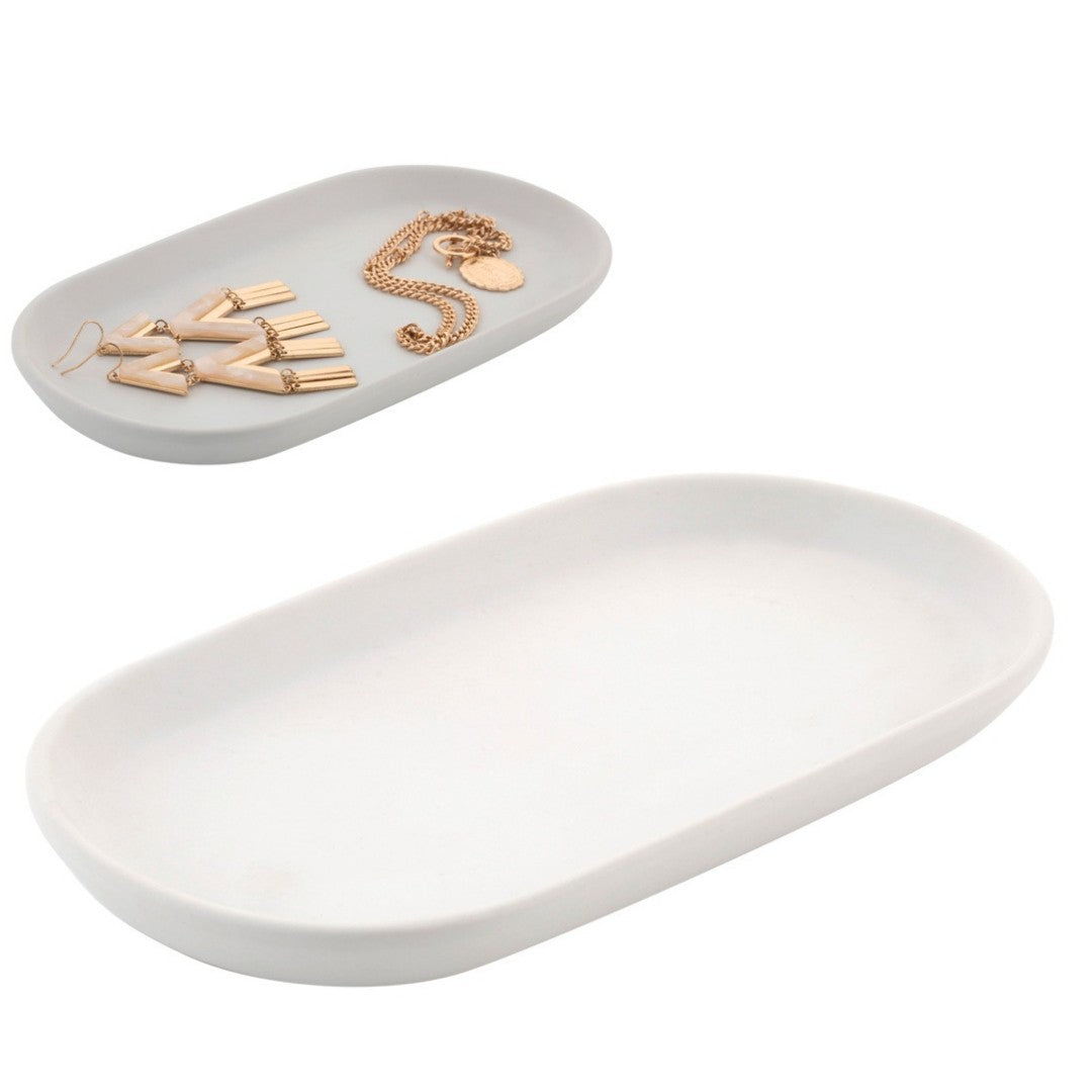 Moda At Home White Anitra Ceramic Vanity Tray