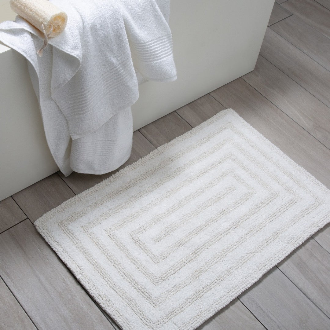 Moda At Home Amera Cotton Bath Floor Mat 20" x 30", White