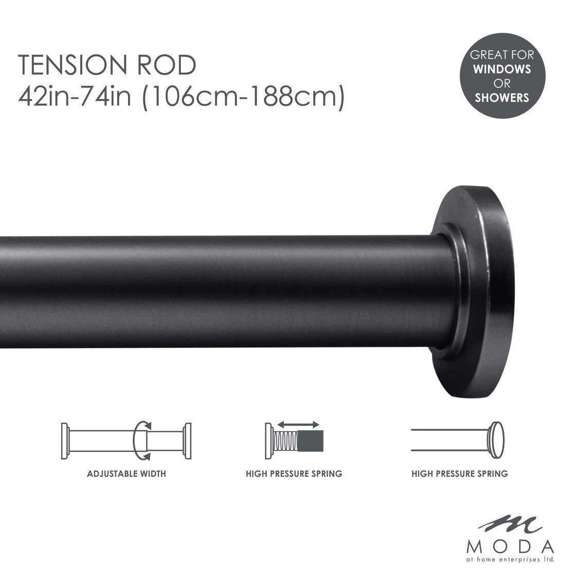 Moda At Home Shower Tension Rod 42" - 74"