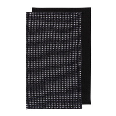 Now Designs Second Spin Black Waffle Tea Towel Set Of 2