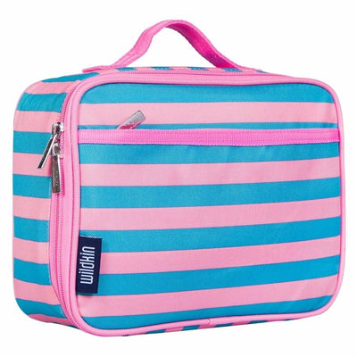 Wildkin Lunch Bag Blue With Pink Stripes