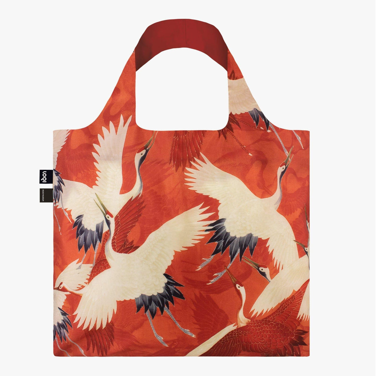 LOQI Tote Bag - Haori Red &amp; White Cranes