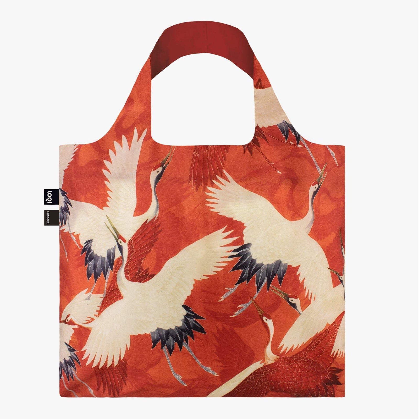 LOQI Tote Bag - Haori Red & White Cranes