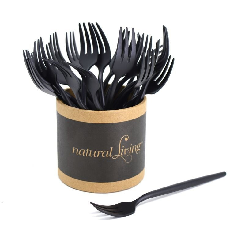 Natural Living Matte Black Small Fork - iQ living