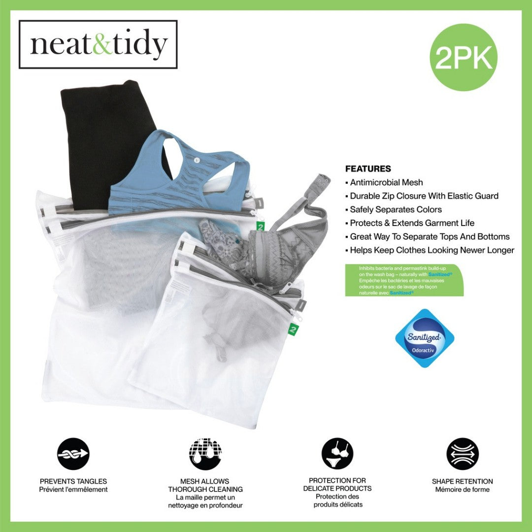Neat &amp; Tidy Double Pocket Mesh Wash Bag Set Of 2