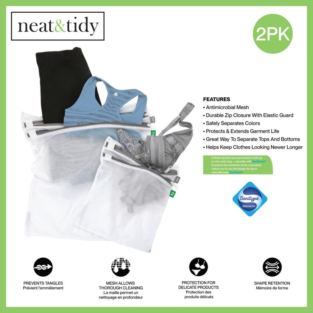 Neat & Tidy Double Pocket Mesh Wash Bag Set Of 2 - iQ living