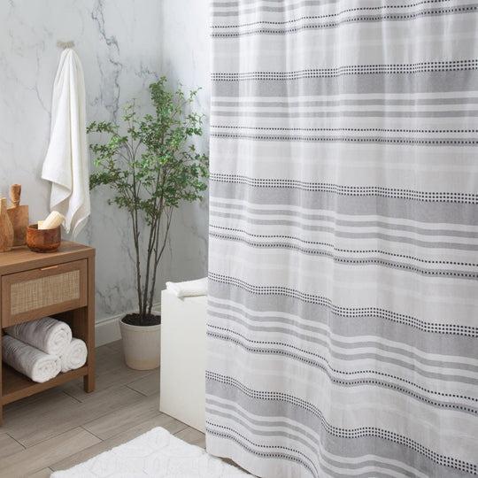 Moda At Home Cotton Shower Curtain Dot Stripe