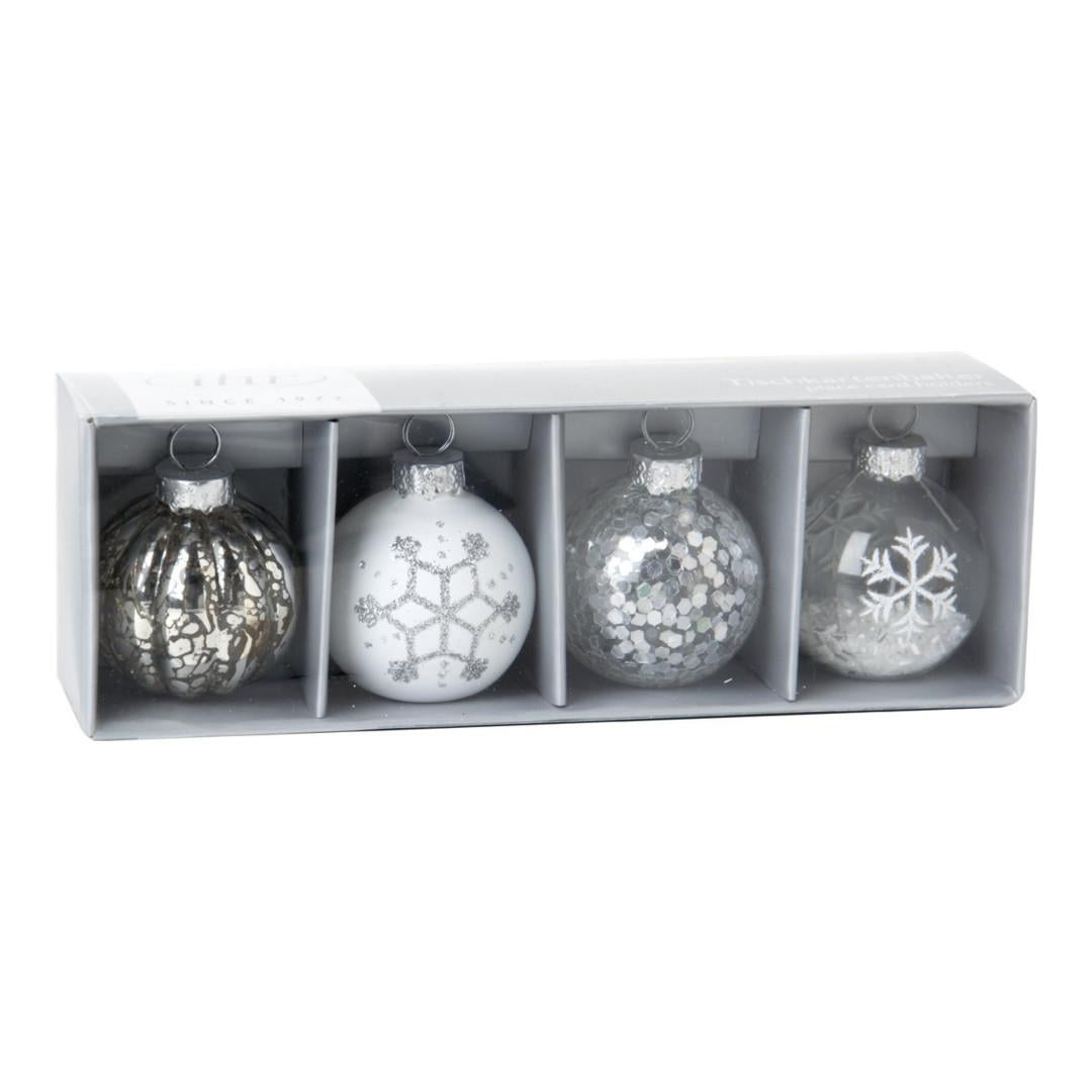 IHR Christmas Place Card Holder Silver Ornaments Set Of 4