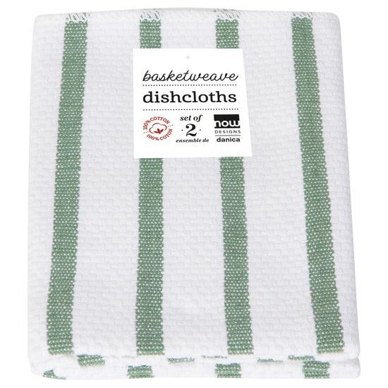 Now Designs Elm Green Basketweave Dishcloth Set Of 2