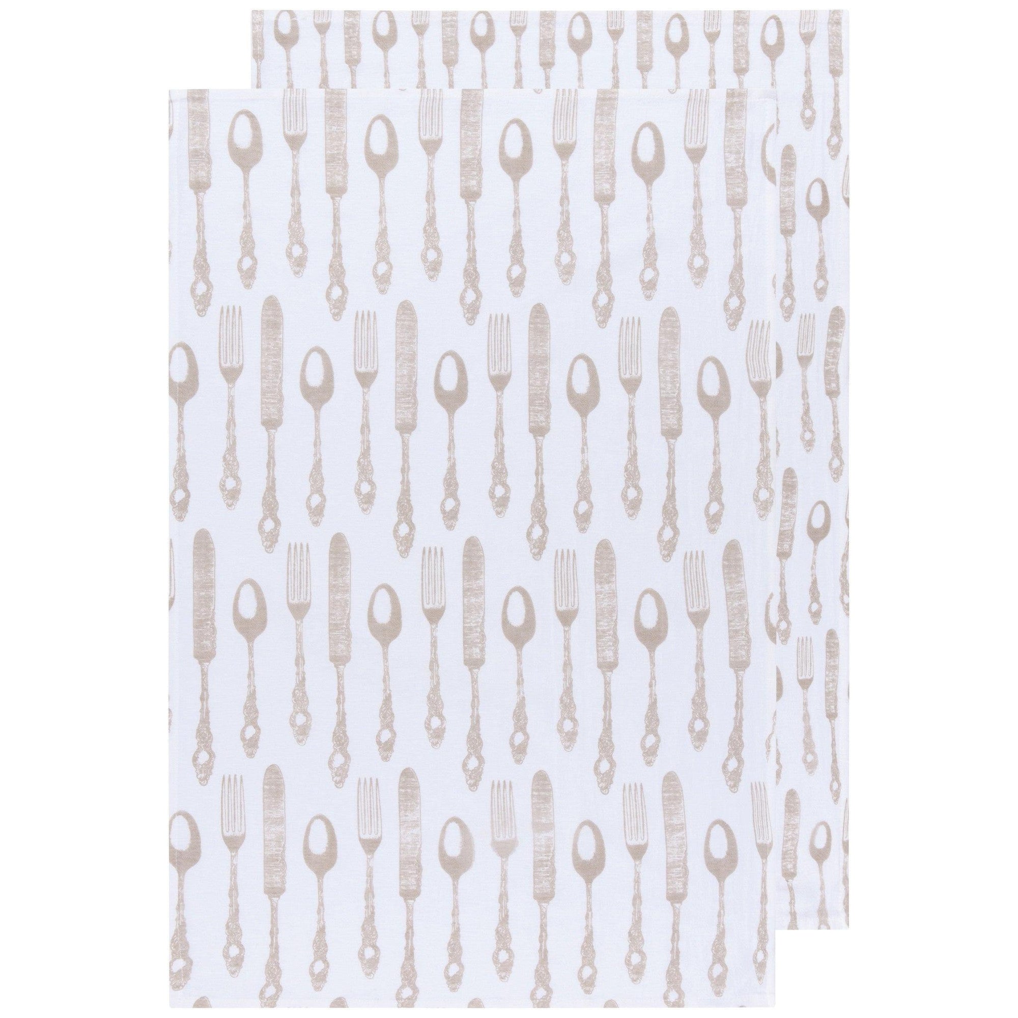 Now Designs Sandstone Flour Sack Tea Towel Set Of 2 - Cutlery