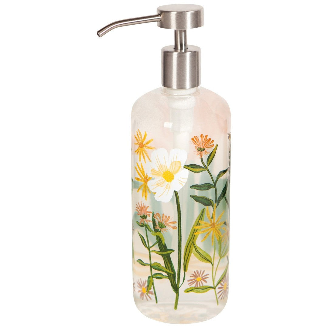 Now Designs Glass Soap Pump Bees &amp; Bloom