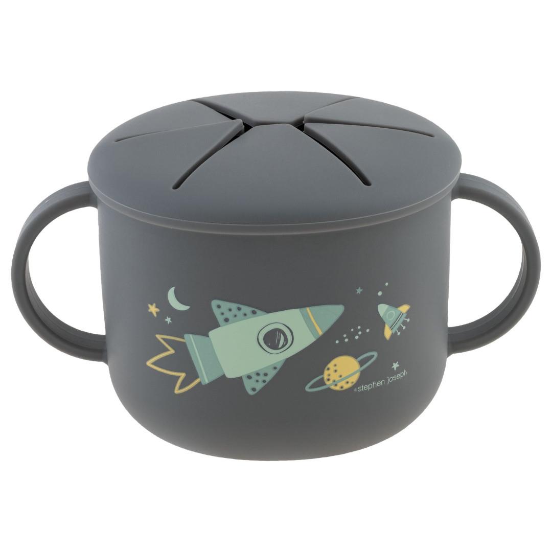 Stephen Joseph Silicone Snack Cup Charcoal Space