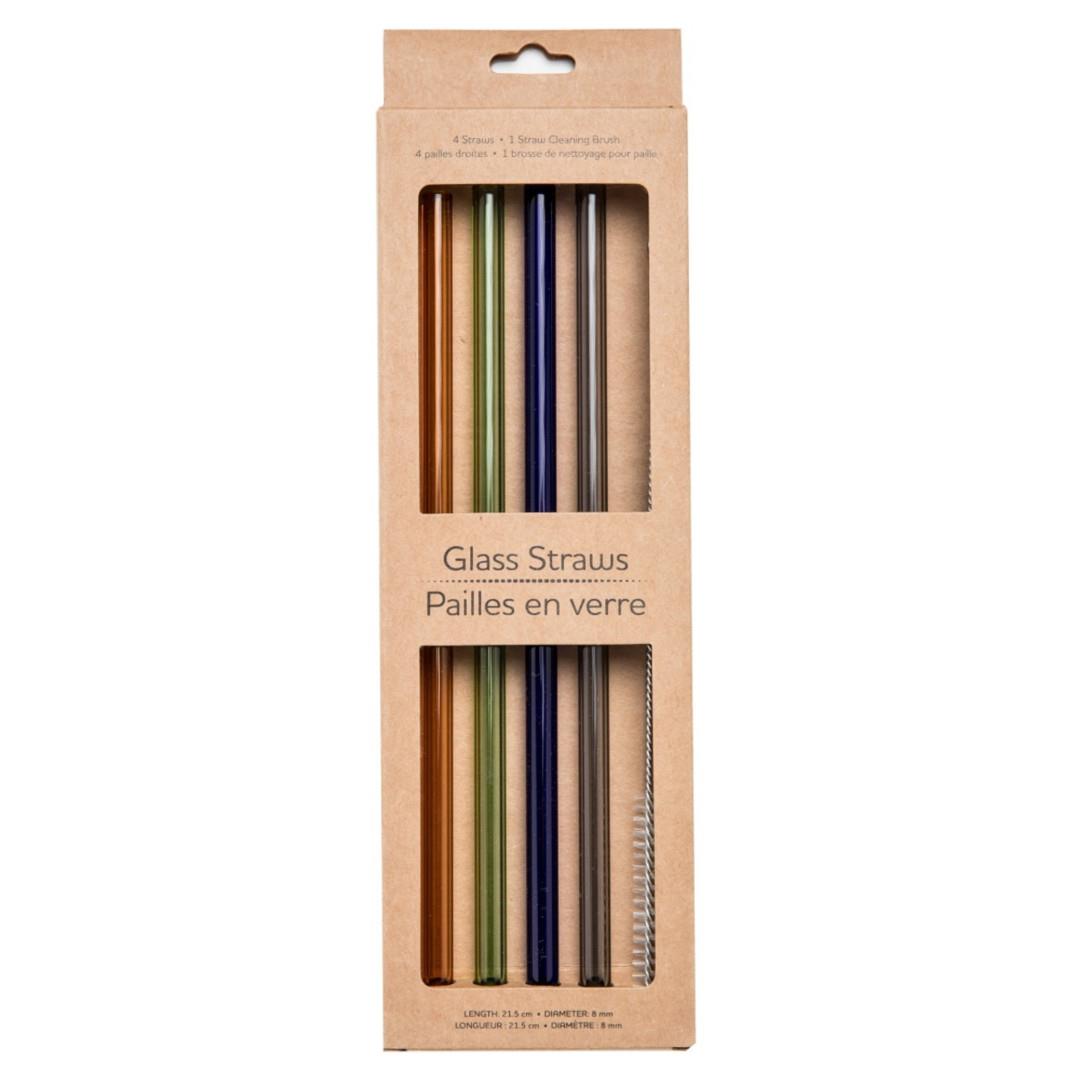 Life Without Waste Multi-Colour Glass Straws Set Of 4