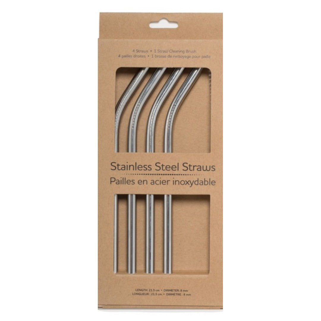 Life Without Waste Bent Stainless Steel Straws Set Of 4 - iQ living