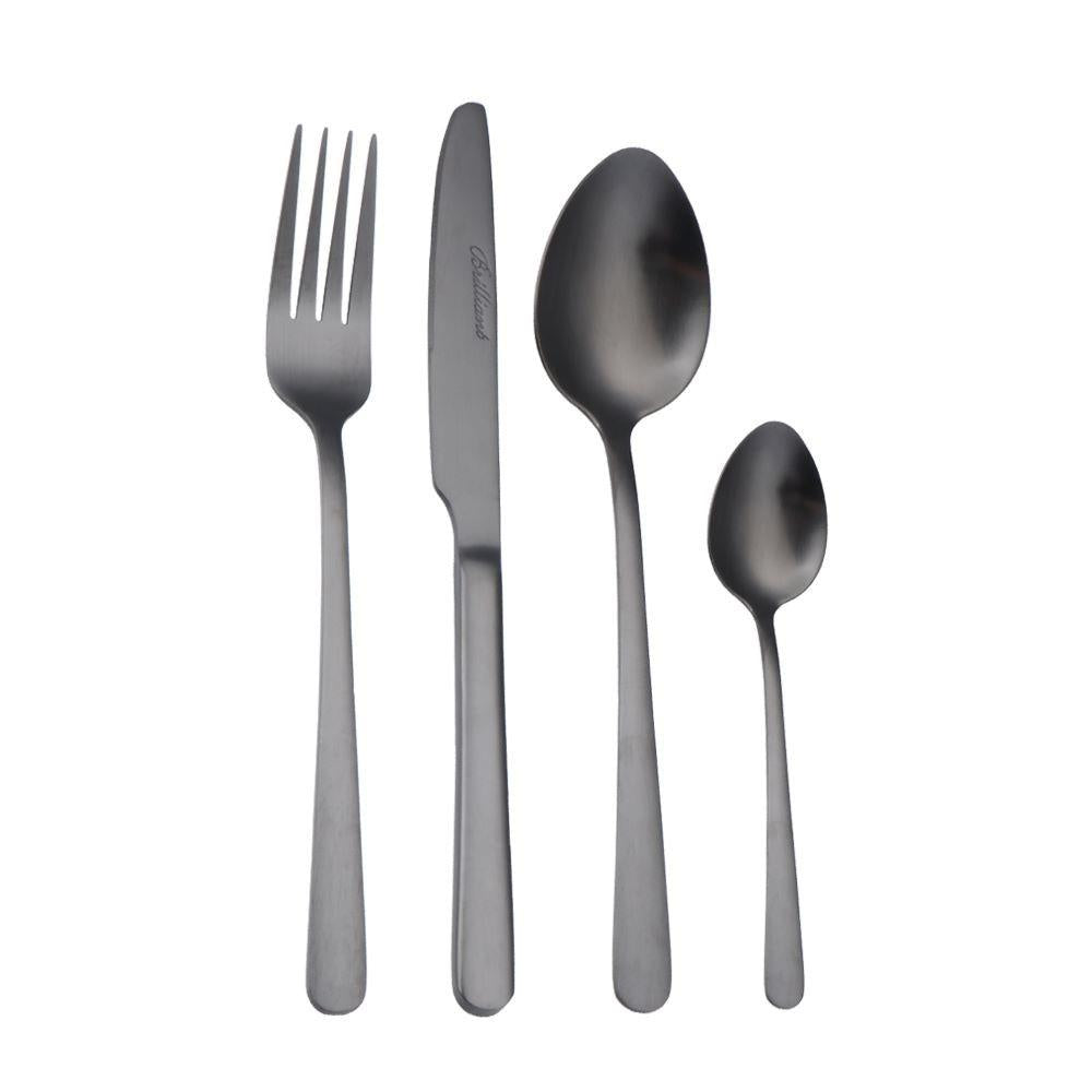 Brilliant Oslo Black 16-Piece Flatware Set