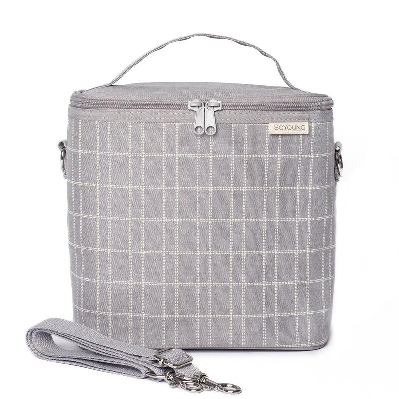 So Young Linen Lunch Poche Light Grey Grid