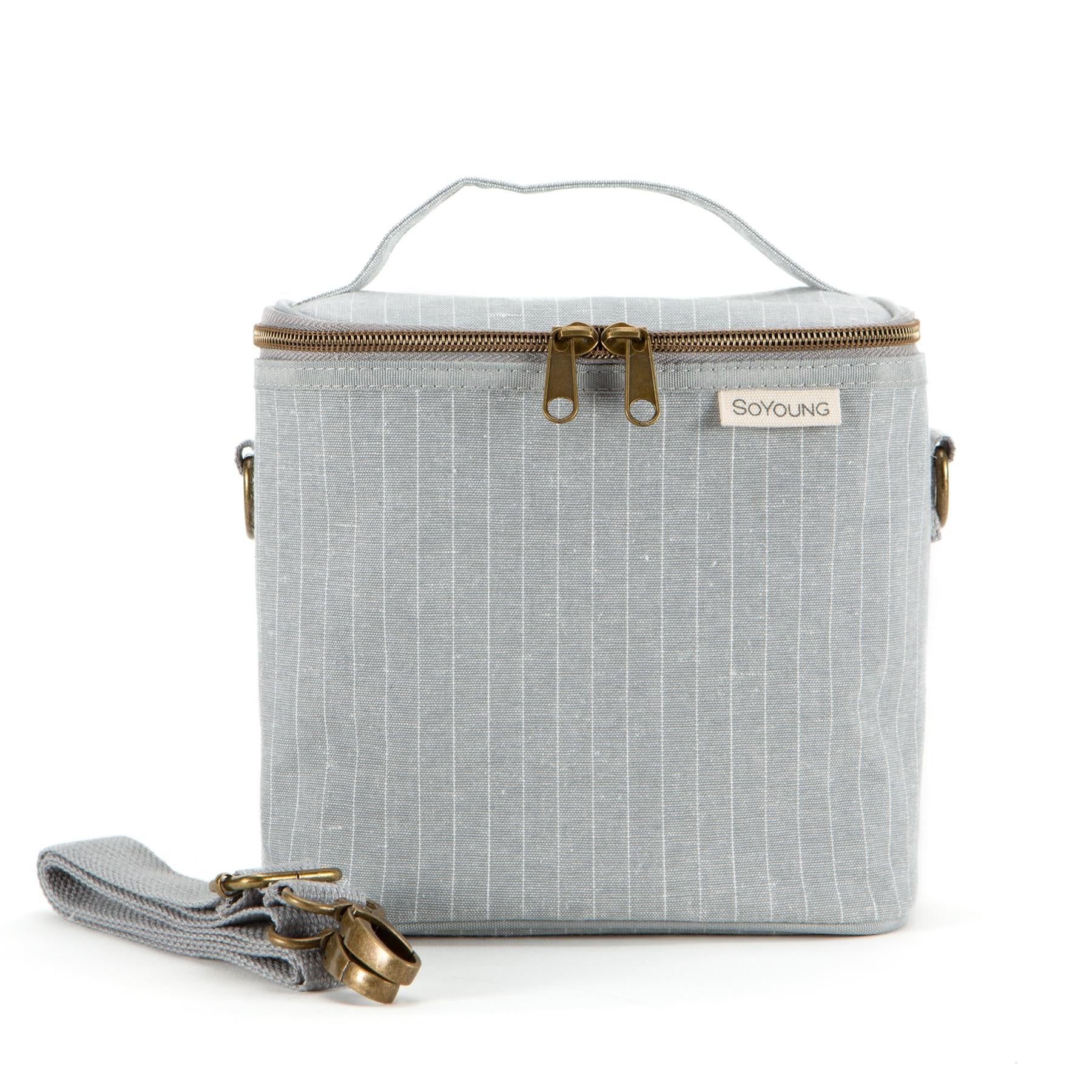 So Young Linen Lunch Petite Poche Pinstripe Heather Grey