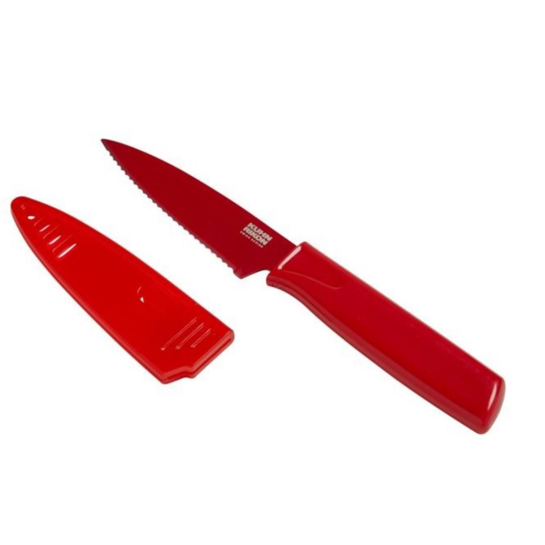 Kuhn Rikon Colori Serrated Paring Knife 4" - Red
