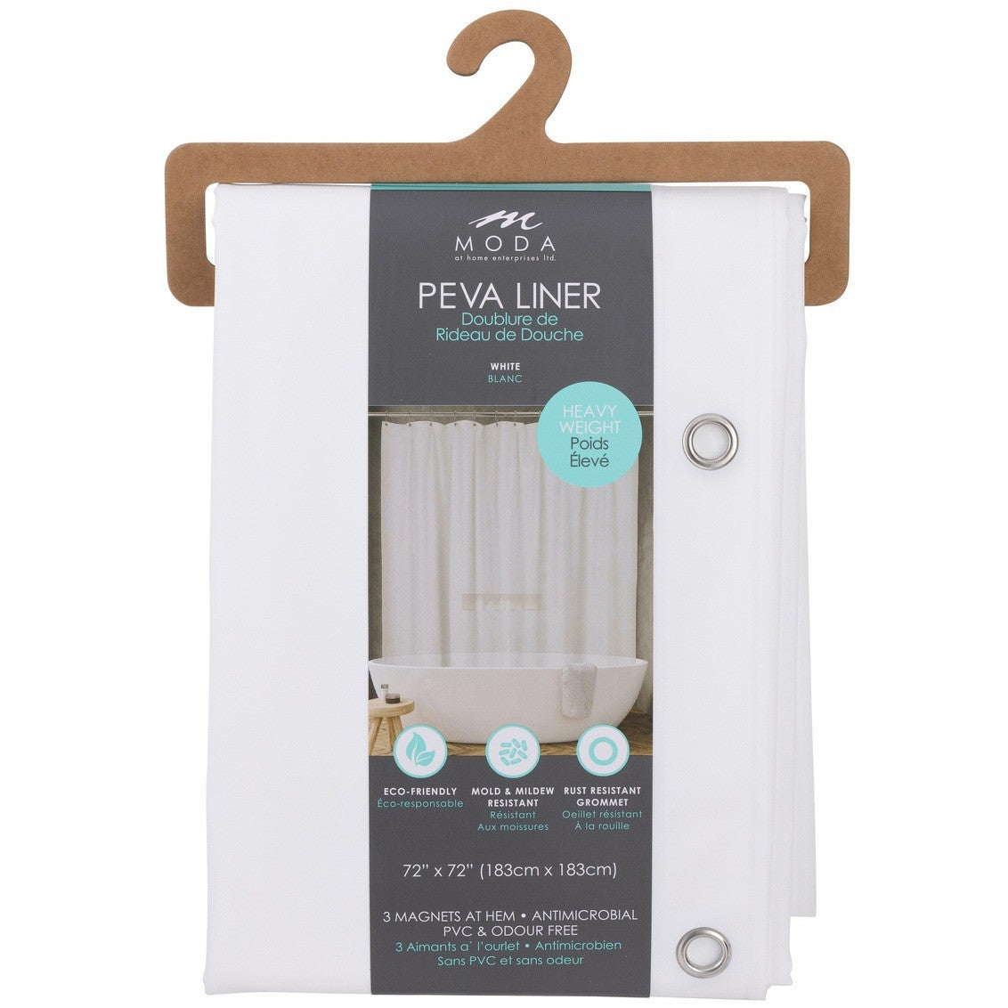 Moda At Home PEVA Shower Curtain Liner 72" x 72"