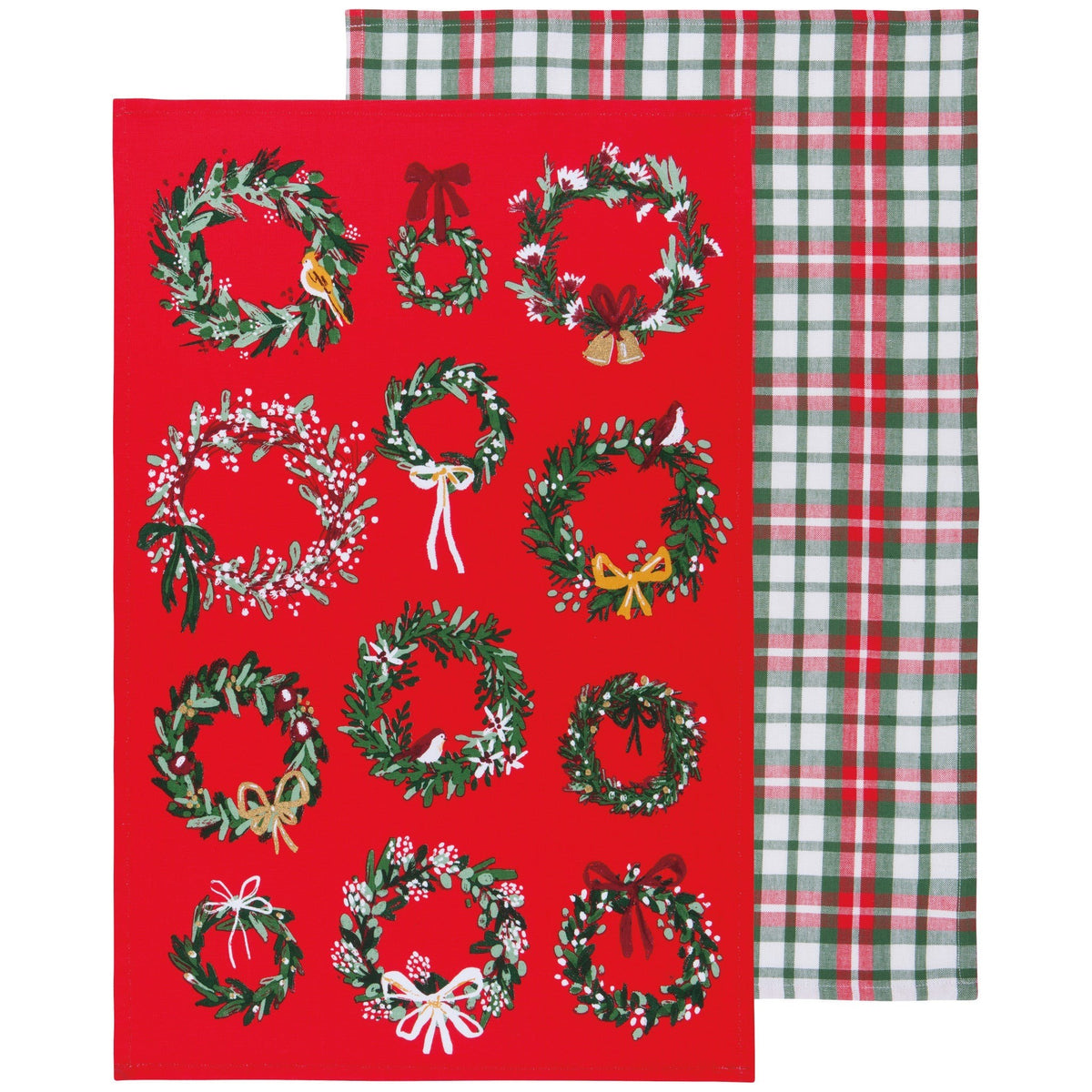 Now Designs Christmas Tea Towel Set Of 2 - Wreaths