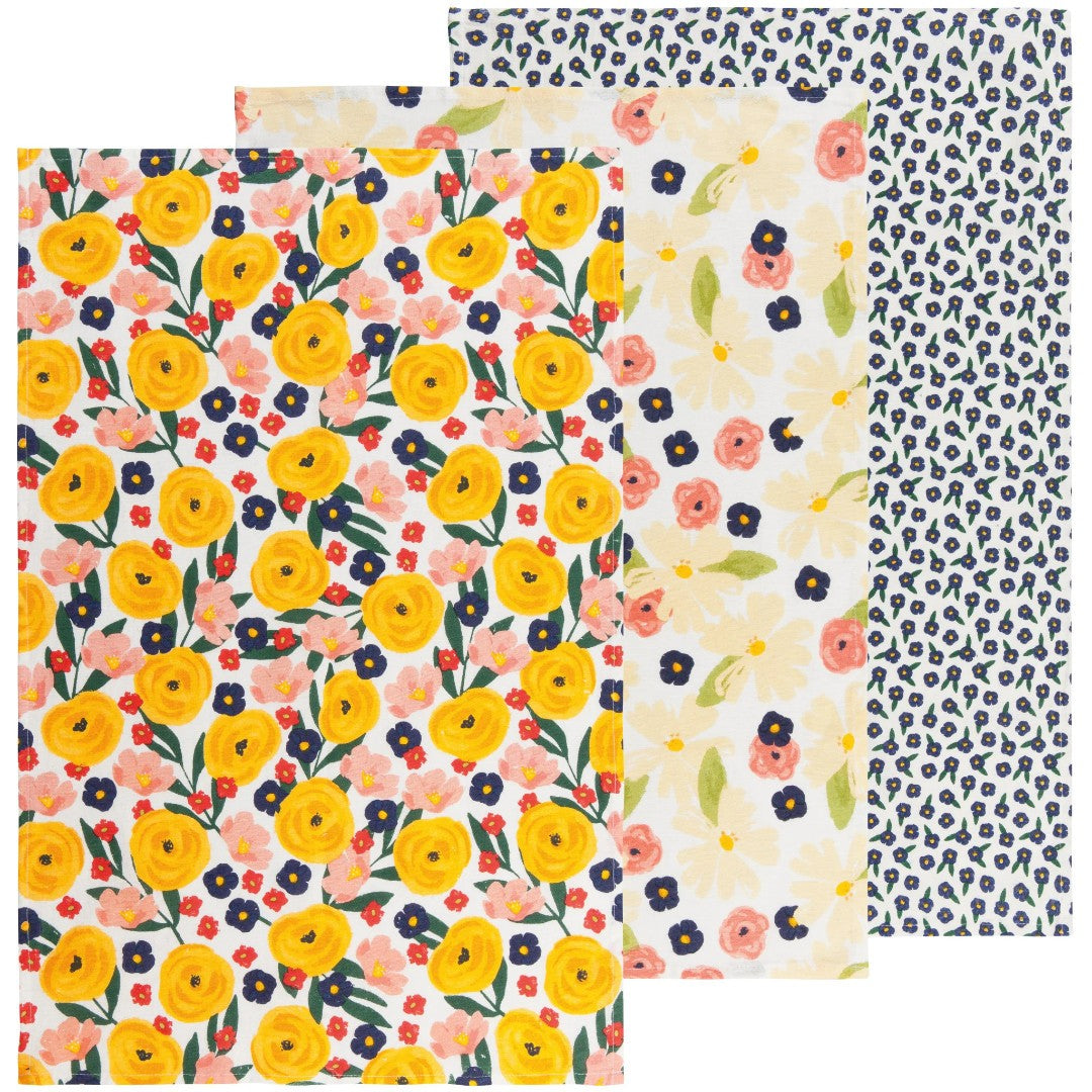 Now Designs Tea Towel Set Of 3 Full Bloom