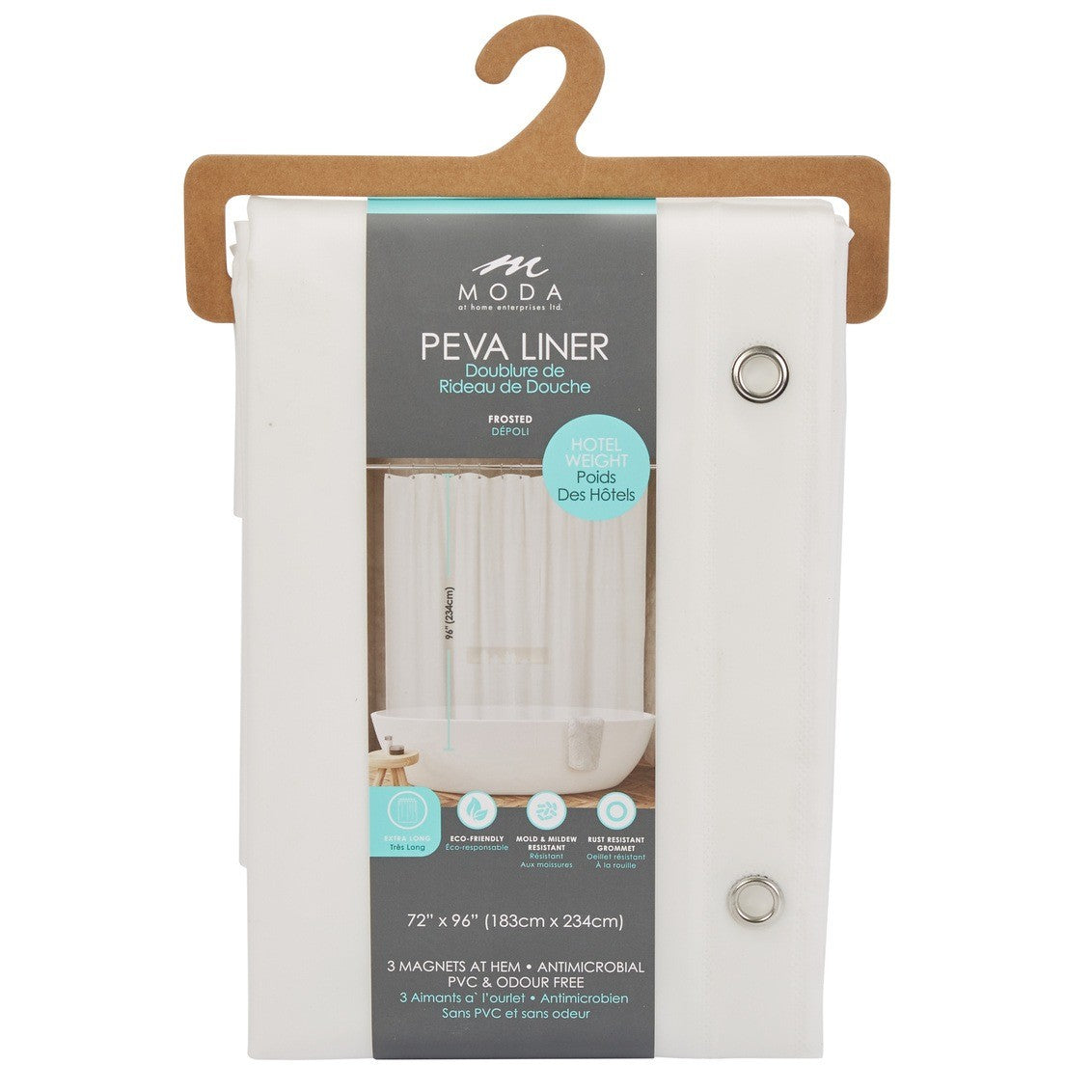 Moda At Home PEVA Tall Shower Curtain Liner 72" x 96" - iQ living