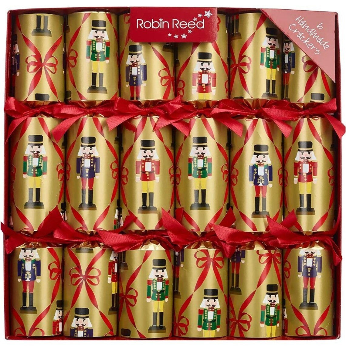 Robin Reed Christmas Crackers 6 Pack 12" - Traditional Nutcracker
