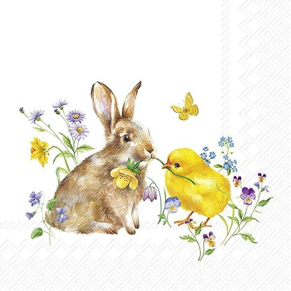 IHR Easter Cocktail Napkin 20 Pack Bunny &amp; Chick