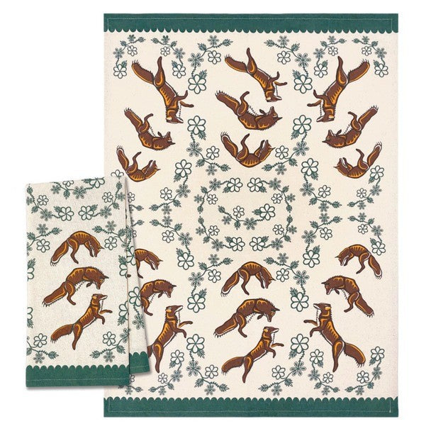 Native Northwest Cotton Tea Towel Foxes