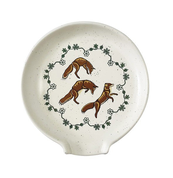 Native Northwest Spoon Rest Foxes