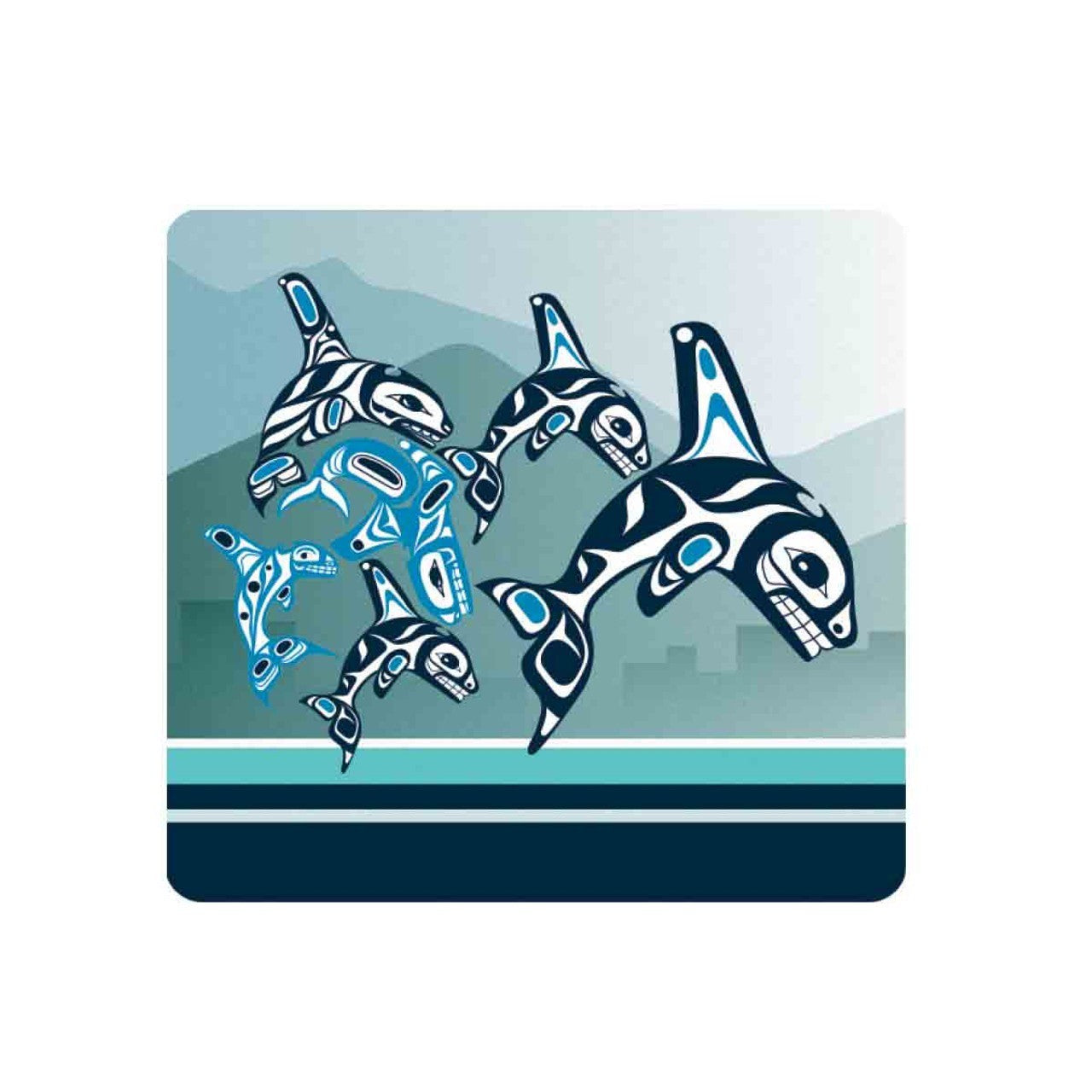Native Northwest Cork-Backed Coaster - Orca Family