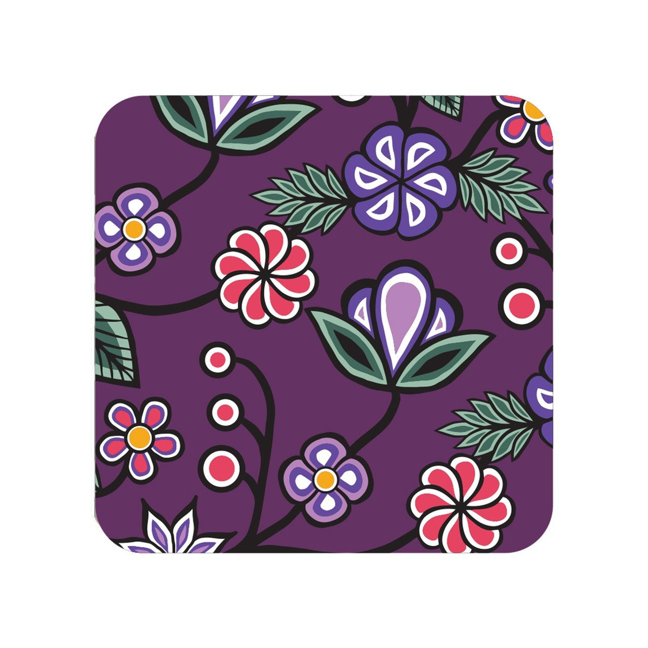 Native Northwest Cork-Backed Coaster - Ojibwe Florals