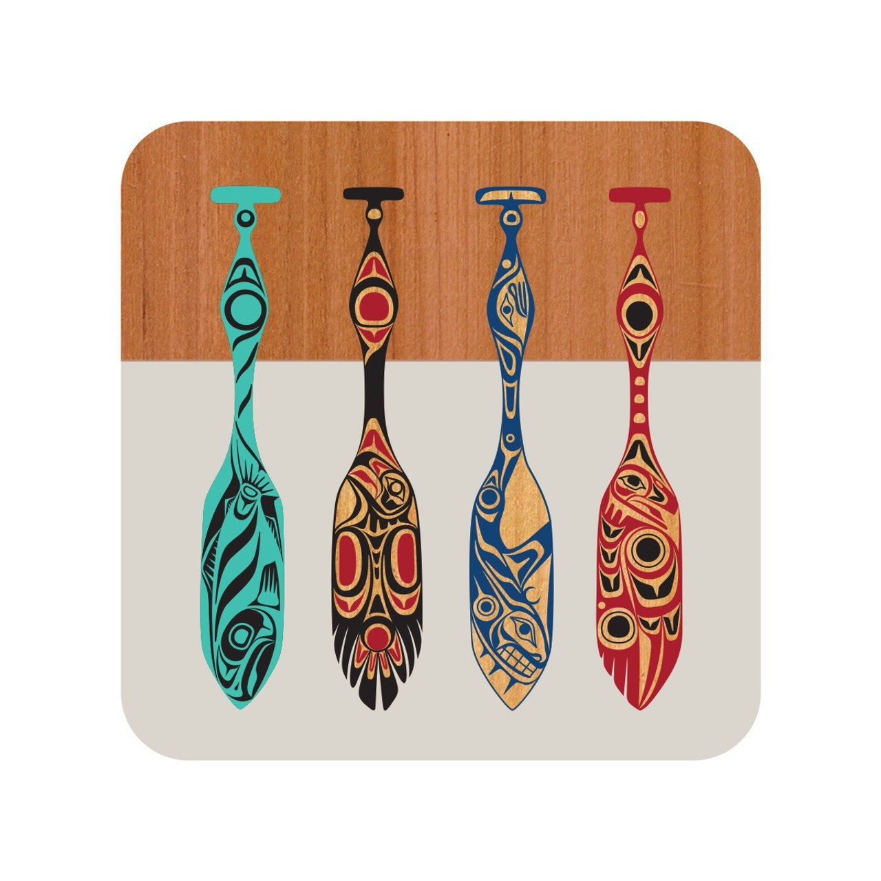 Native Northwest Cork-Backed Coaster - Paddles