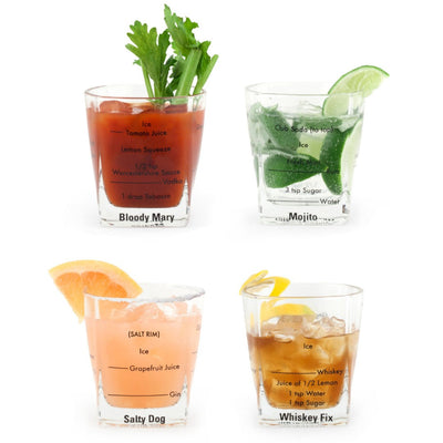 Kikkerland Bartending Glasses 8oz Set Of 4