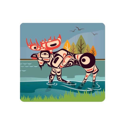 Native Northwest Cork-Backed Coaster - Moose