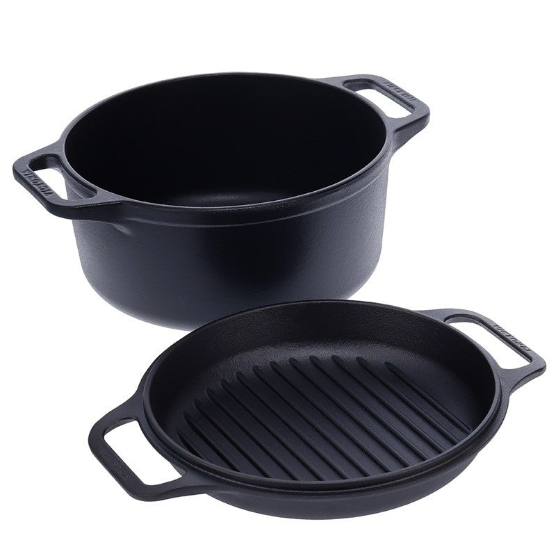 Victoria Cast Iron Dutch Oven &amp; Grill Combo 6 Qt - iQ living