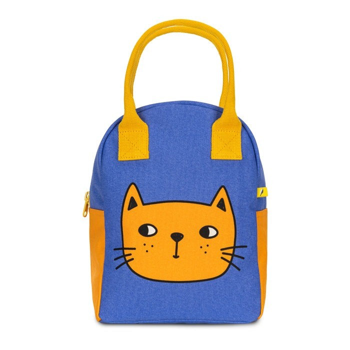 Fluf Zipper Lunch Bag - Blue Kitty Cat