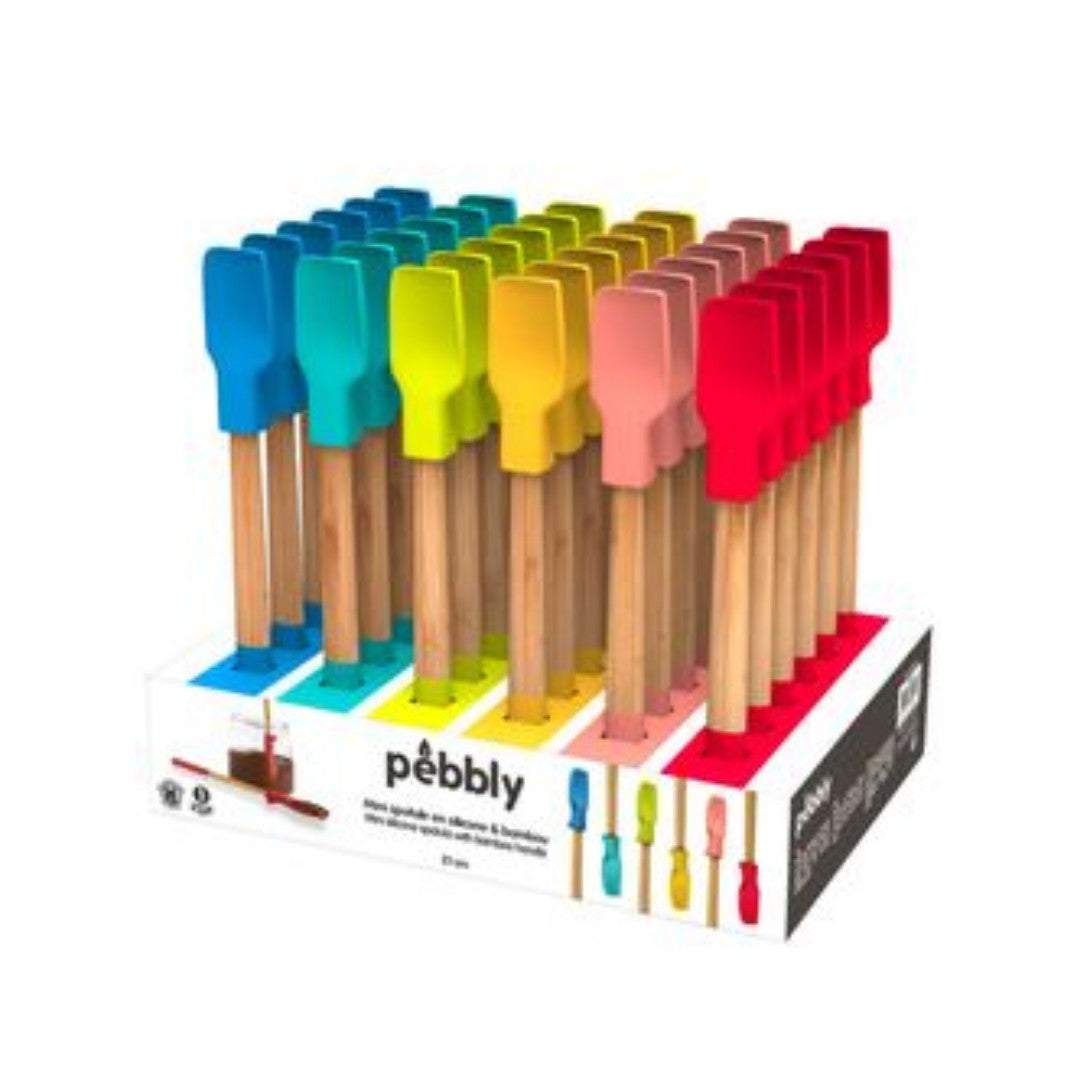 Pebbly Assorted Mini Bamboo + Silicone Spatula 8" - iQ living