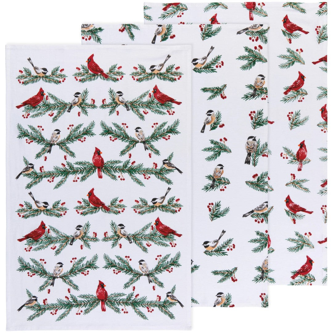 Now Designs Christmas Tea Towel Set Of 3 - Birds & Boughs