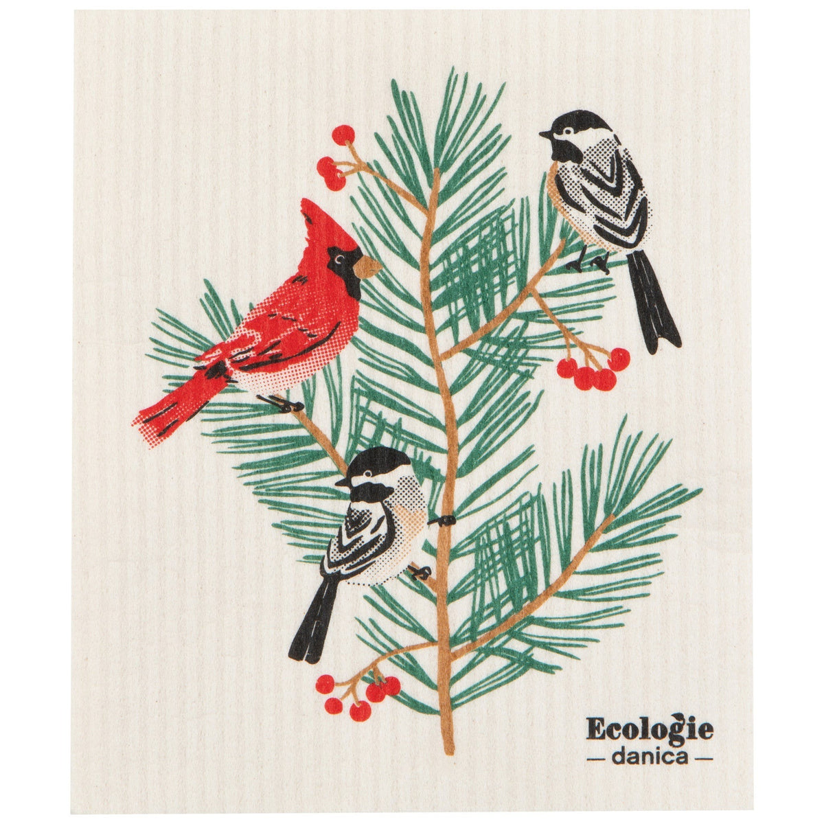 Now Designs Christmas Swedish Dish Cloth Birds &amp; Bough