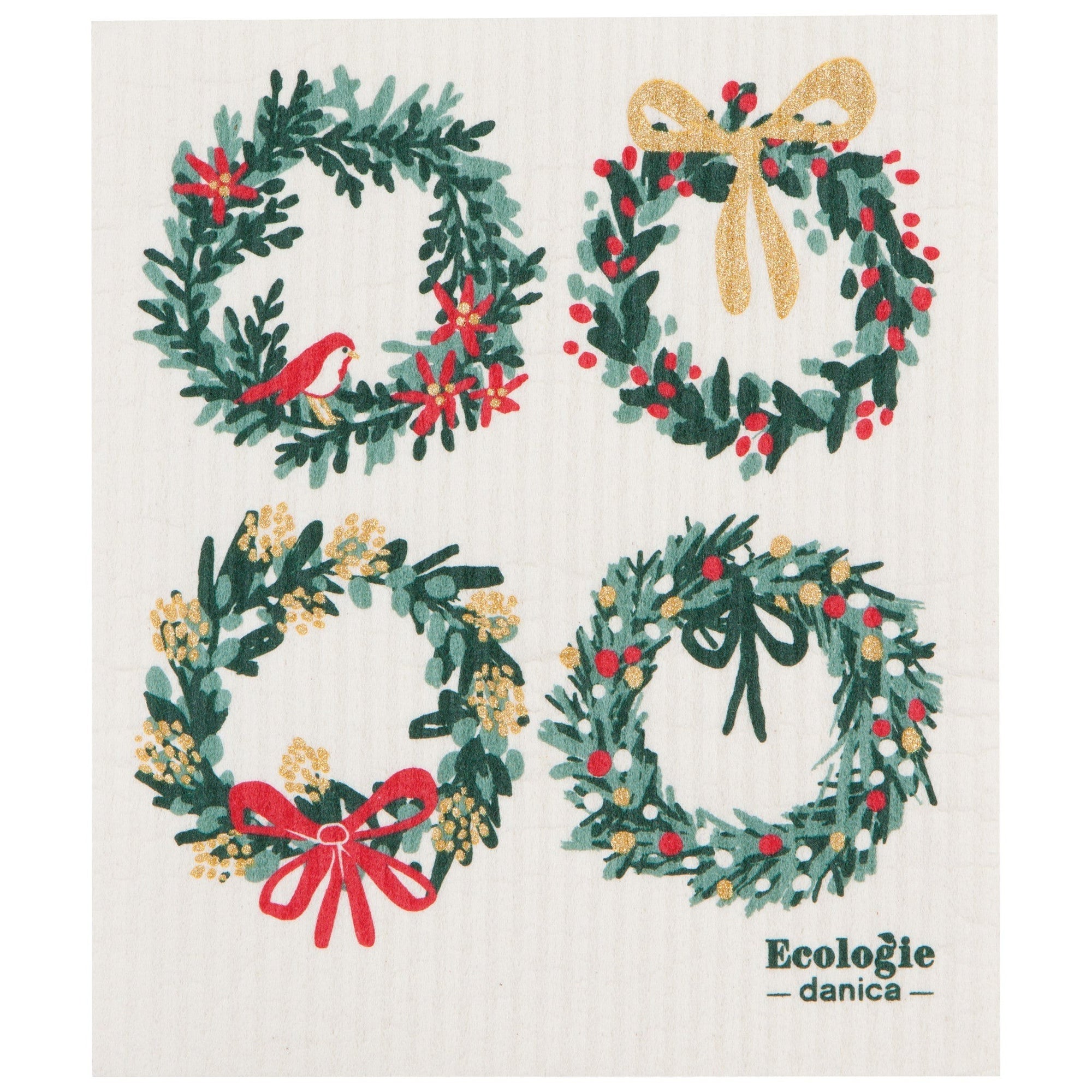 Now Designs Christmas Swedish Dish Cloth Wreaths