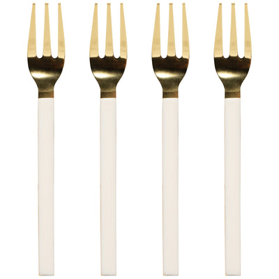 Danica Ivory & Gold Dessert Forks Set Of 4